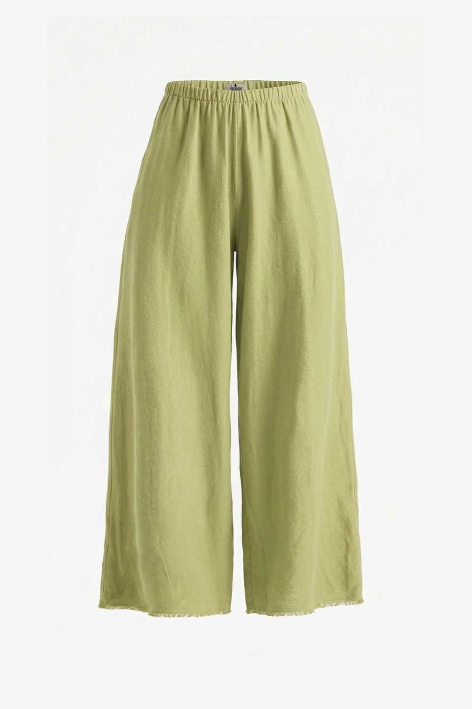 100% Raw Silk Wide Leg High Rise Elastic Waist Palazzo Pant