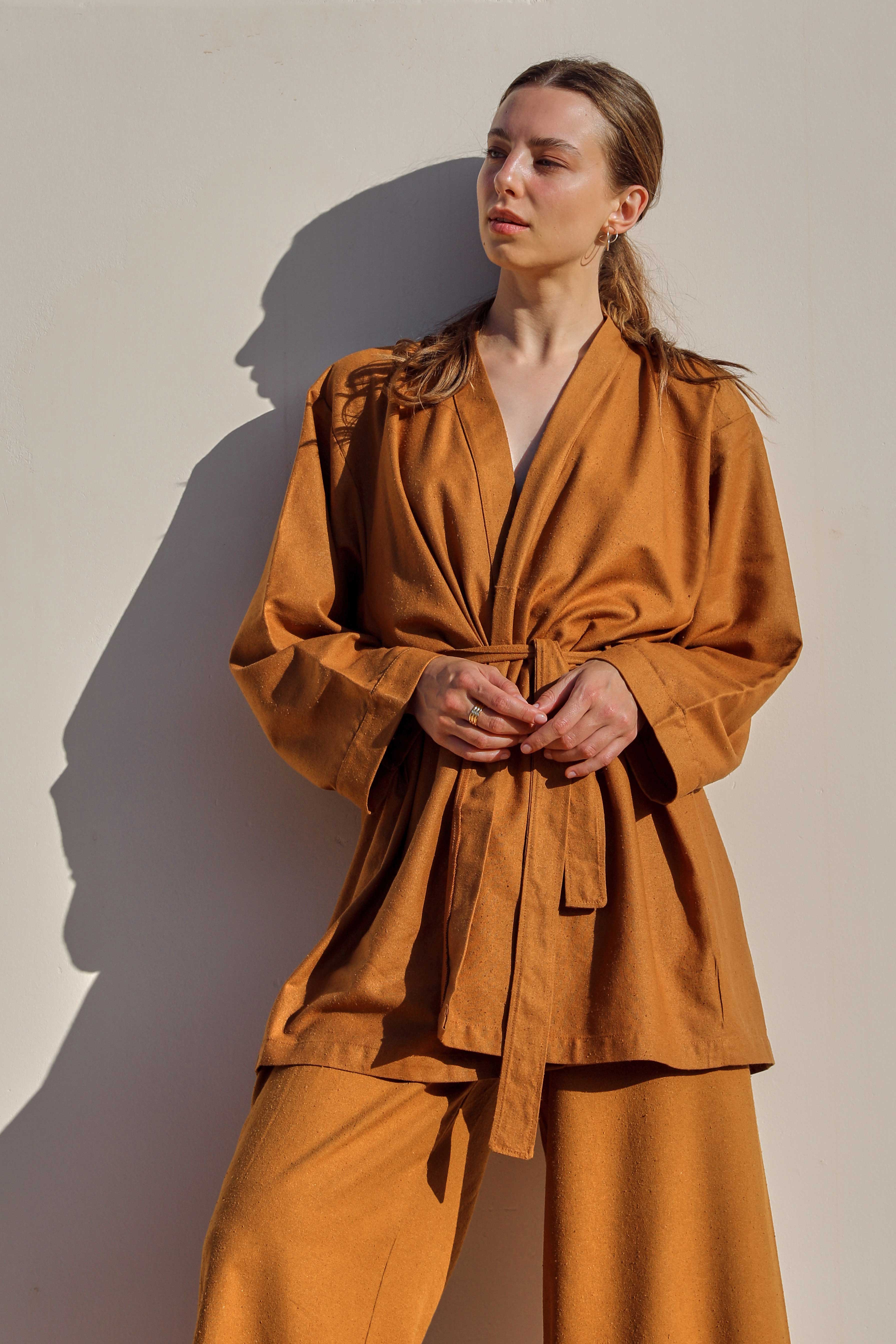 Samite House Robe Natural Raw Silk Unisex House Robe With Pockets – Damiano Collection
